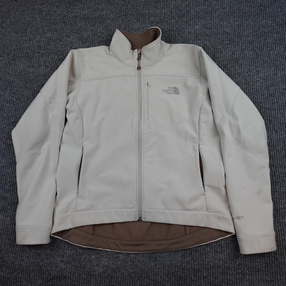The North Face Apex Softshell Jacket Womens Large Beige Fleece Lined Zip Outdoor